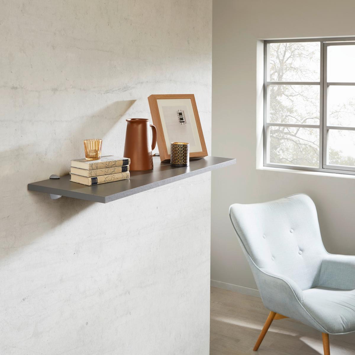 NÁSTĚNNÁ POLICE SKATE 80/30 - antracitová, Moderní, kompozitní dřevo (80/1,8/30cm)