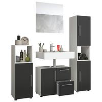 Badmöbel-Set 4-Tlg. Flandu B: 123 cm Schwarz/Weiß - Schwarz, KONVENTIONELL, Holzwerkstoff (120cm) - MID.YOU