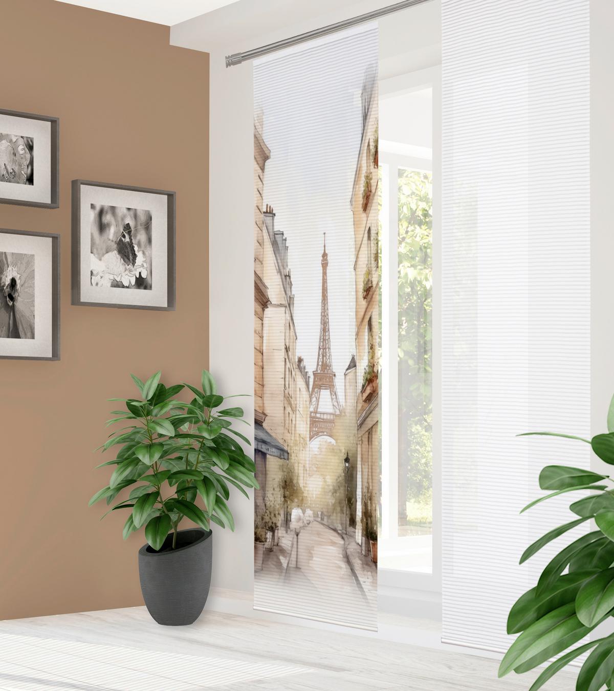 Flächenvorhang Francq - Naturfarben/Weiß, LIFESTYLE, Textil (60/245cm)