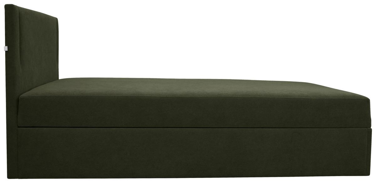 Boxbett Carlos 120 Dunkelgrün B: 121 cm - Dunkelgrün/Schwarz, Basics, Holzwerkstoff/Textil (121/110/210cm) - Livetastic