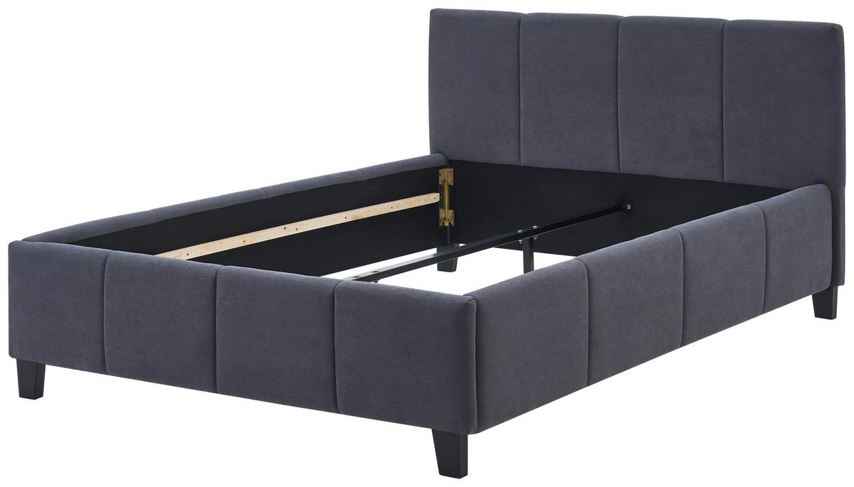 Čalúnená posteľ CRAZY 140x200 cm, tmavosivá - čierna/prírodná farba, Modern, kov/drevo (140/200cm) - Based