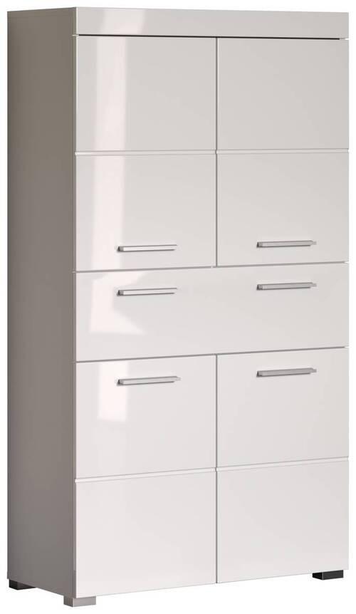 Midischrank Amanda B: 73 cm Weiß - Silberfarben/Weiß, MODERN, Holzwerkstoff (73/130/31cm) - MID.YOU