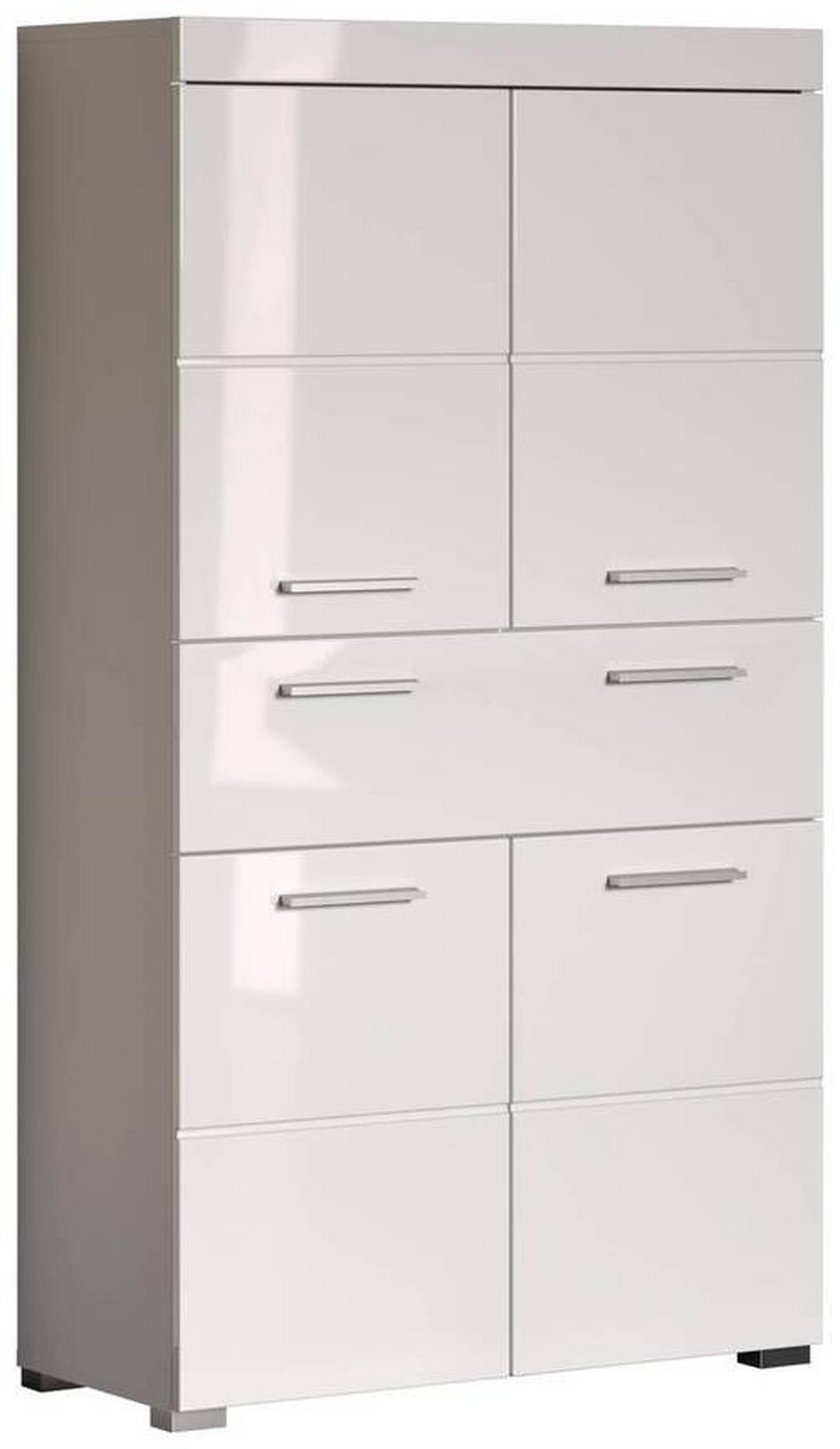 Midischrank Amanda B: 73 cm Weiß - Silberfarben/Weiß, MODERN, Holzwerkstoff (73/130/31cm) - MID.YOU