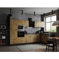 Eckküche Oliver Artisan Dekor S: 340x172 Cm - Eiche Artisan/Grau, Design, Holzwerkstoff (340/172cm) - Respekta
