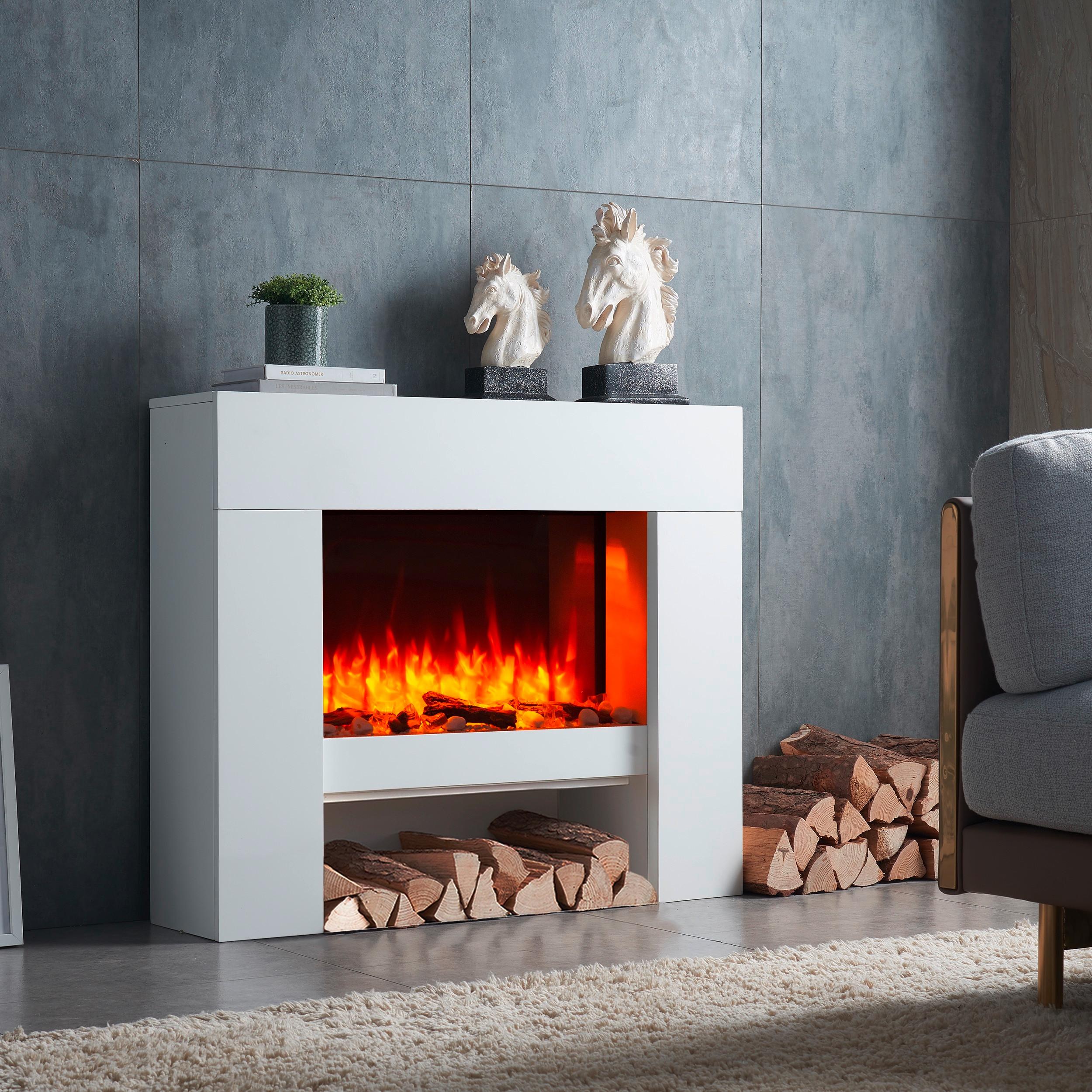 Elektrokamin Naran - Weiß, Basics, Holzwerkstoff/Metall (100/83/28cm)