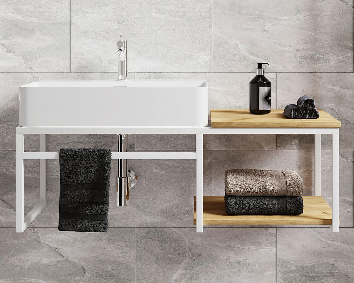 Waschtischkombi 2--Teilig. Waschplatz "bitila 100" - Honigeiche/Weiß, MODERN, Keramik/Holzwerkstoff (100cm) - MID.YOU