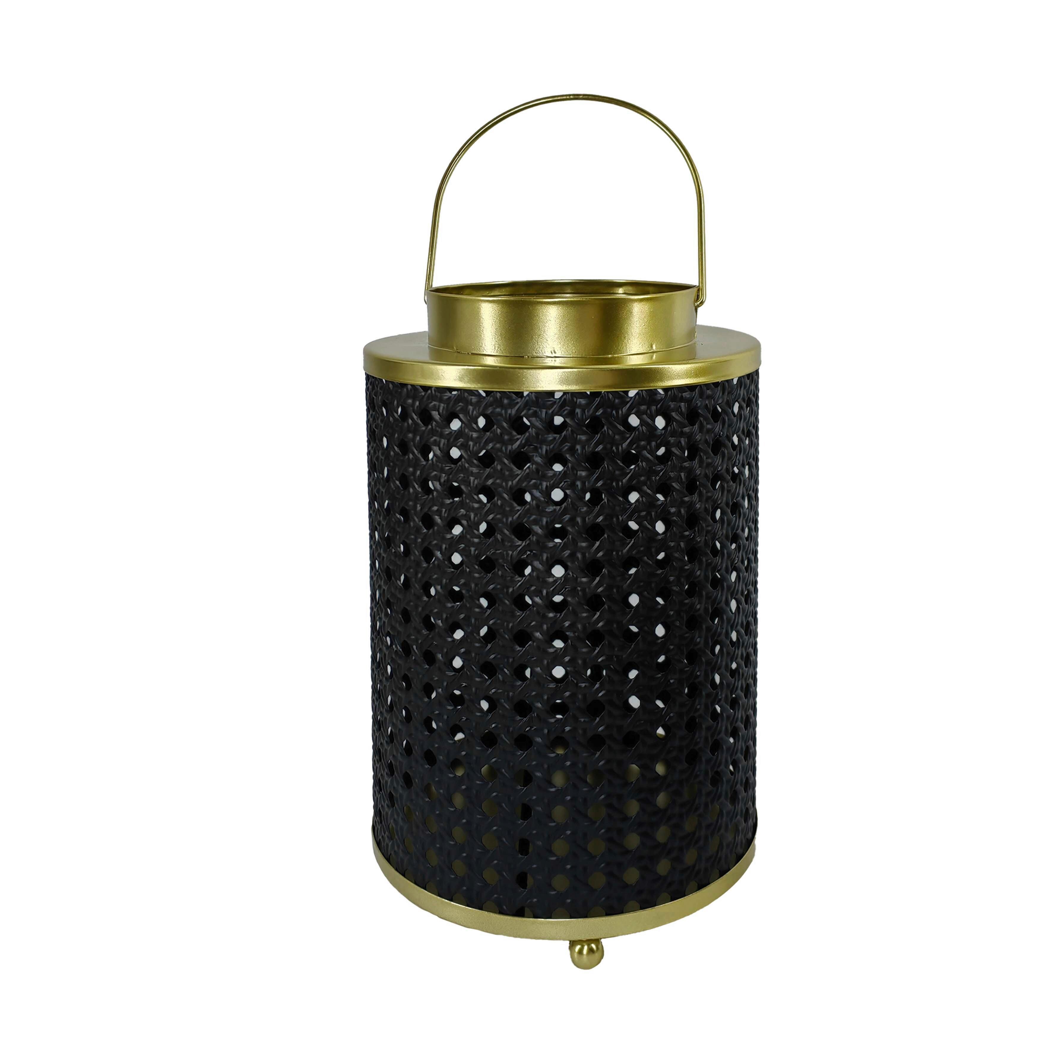 Laterne Gizem - Goldfarben/Schwarz, KONVENTIONELL, Metall (15/23cm) - Luca Bessoni