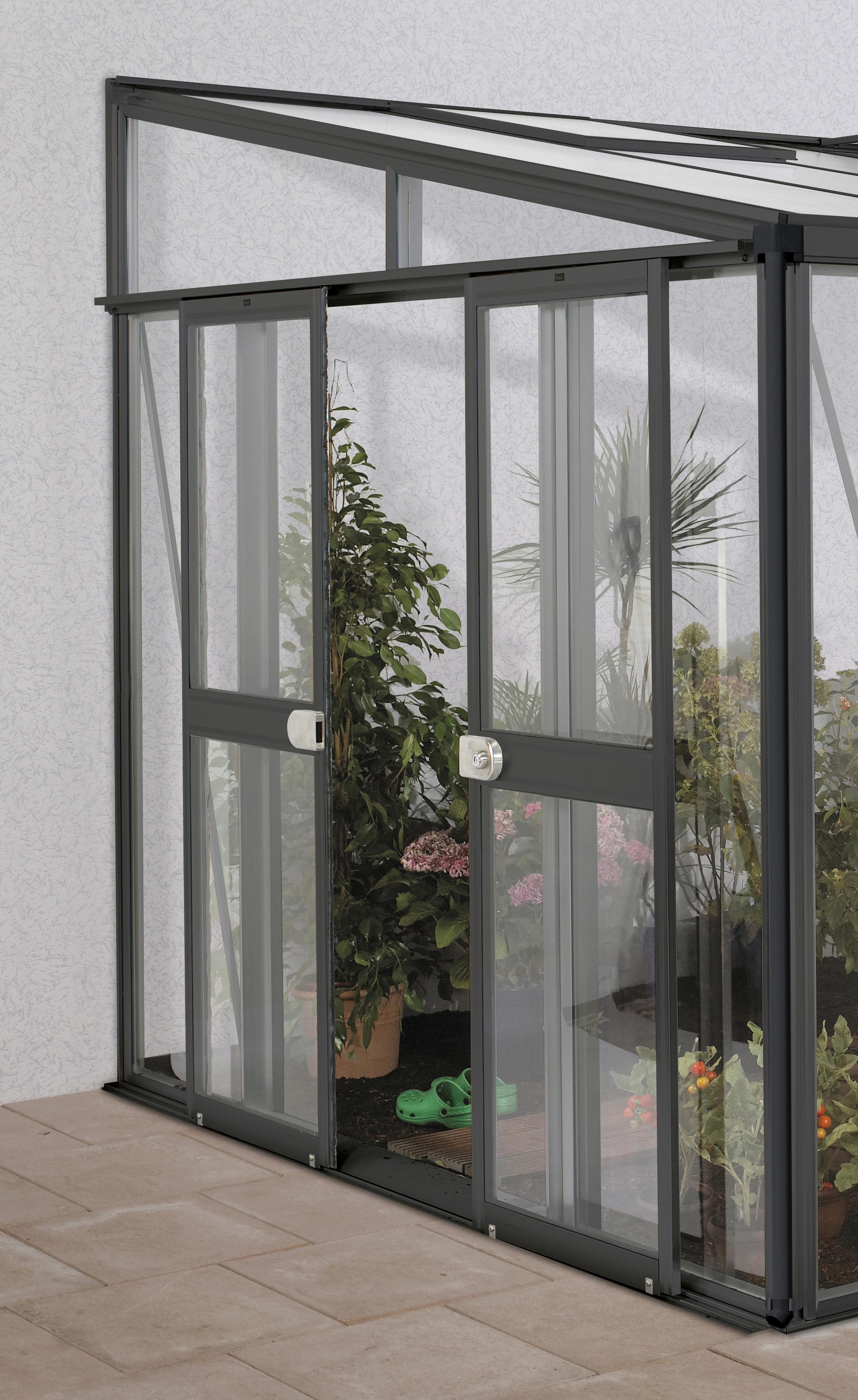 DOPPELTÜR-KIT FÜR GEWÄCHSHAUS HEL/ATH MIT ESG - Alufarben, Basics, Glas/Metall (119/176cm)
