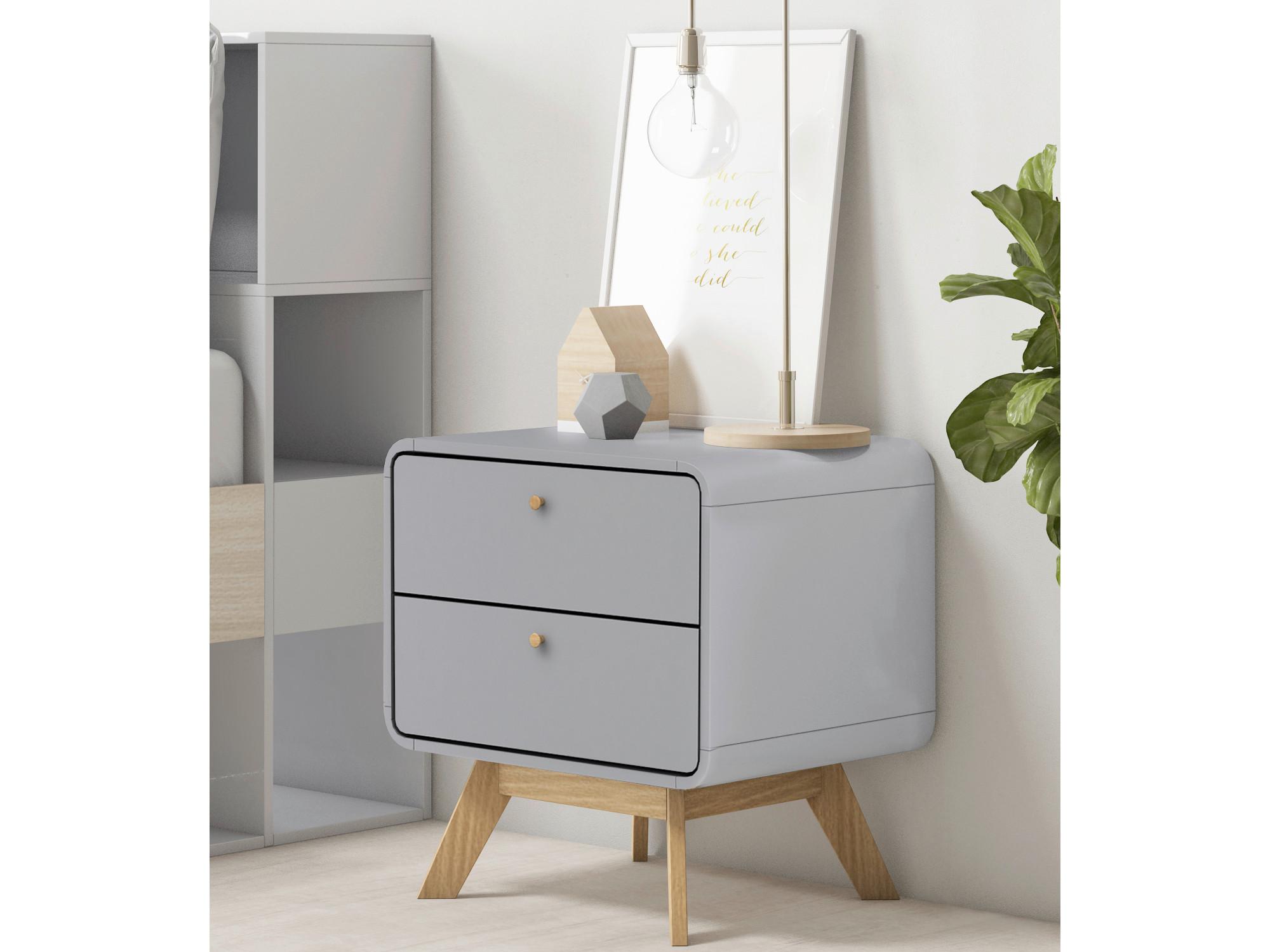 Nachttisch Cassie Grau B: 51 Cm - Eichefarben/Grau, Design, Holz/Holzwerkstoff (51/53/39cm) - MID.YOU
