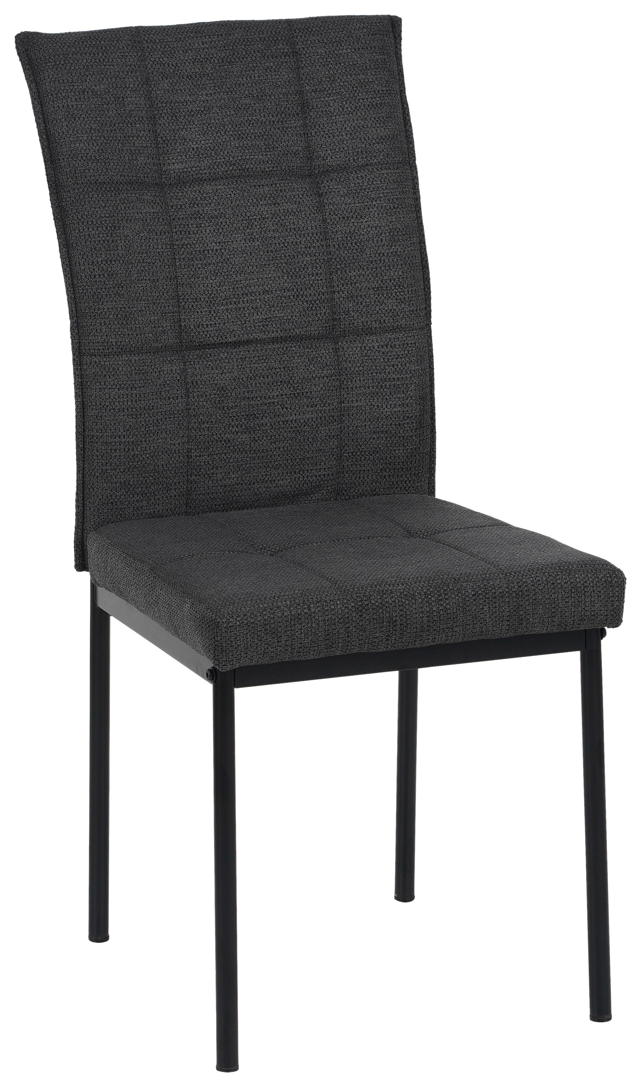 Vierfußstuhl Finn Webstoff Anthrazit, B: 44 cm - Anthrazit/Schwarz, KONVENTIONELL, Textil/Metall (44/96/61cm) - MID.YOU