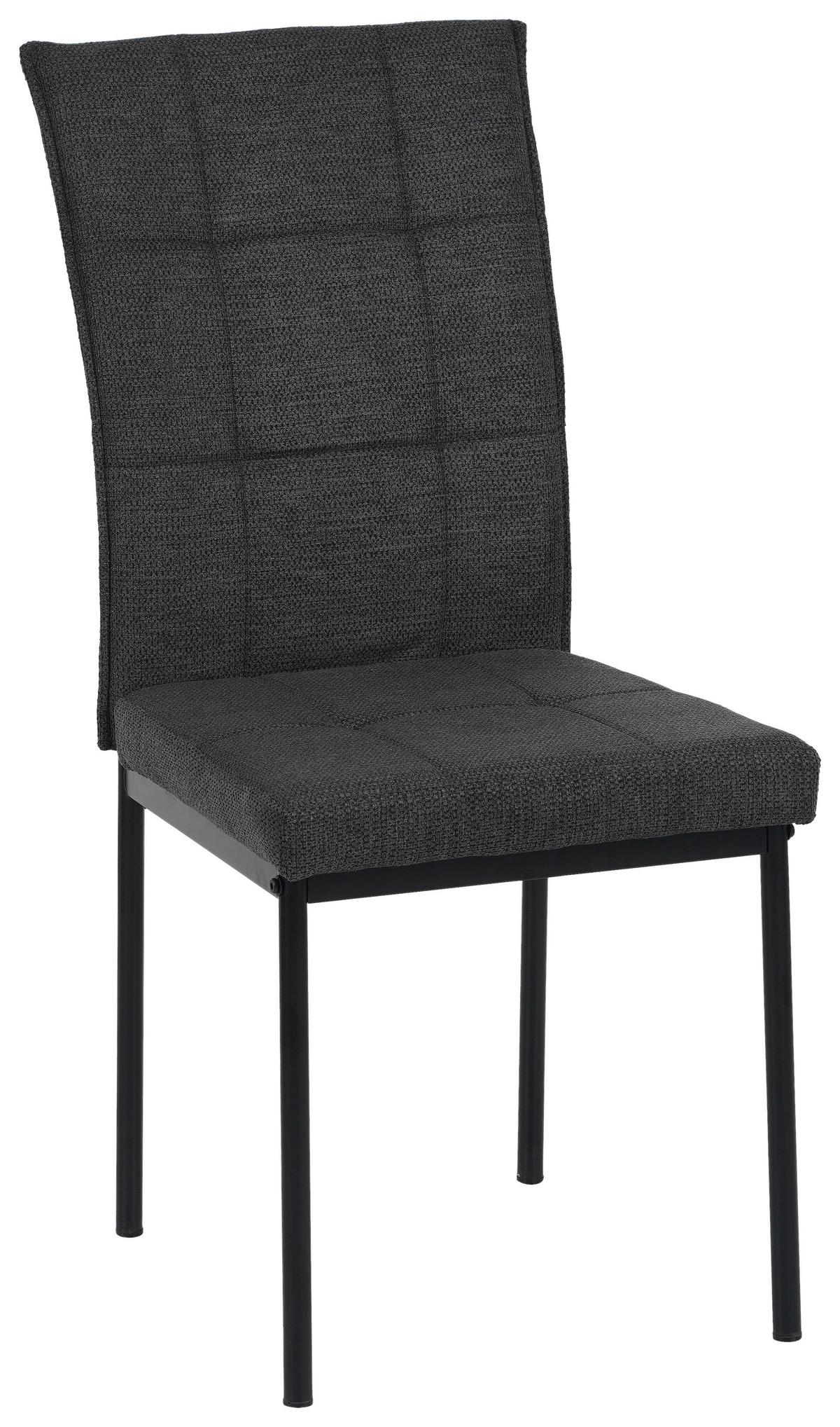 Vierfußstuhl Finn Webstoff Anthrazit, B: 44 cm - Anthrazit/Schwarz, KONVENTIONELL, Textil/Metall (44/96/61cm) - MID.YOU