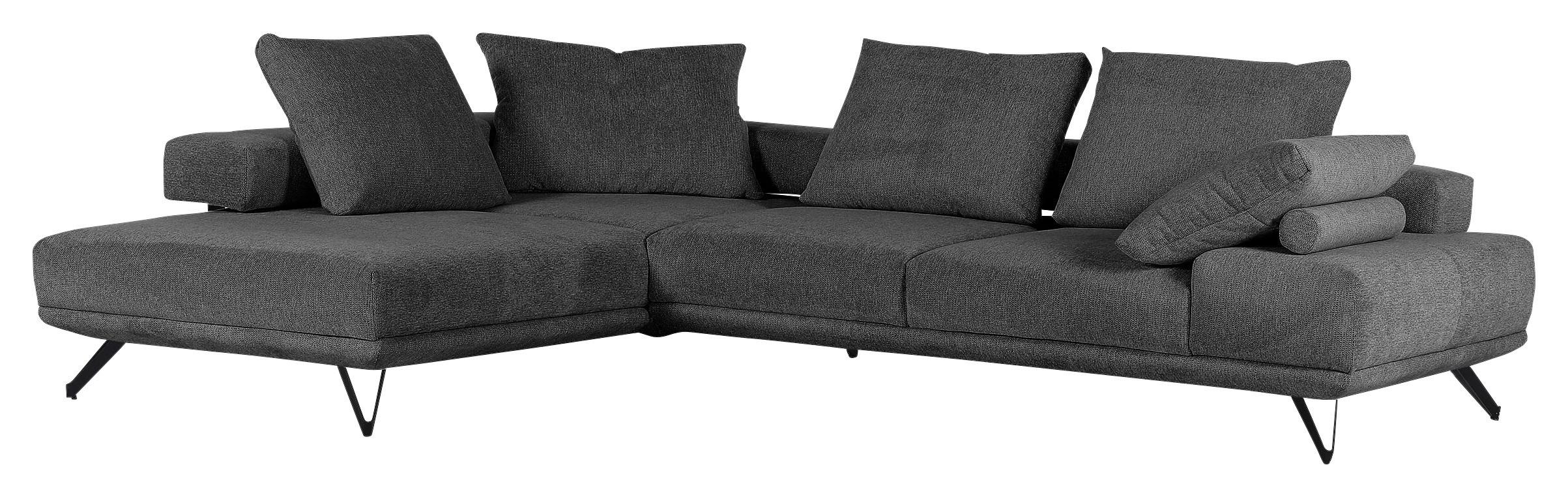 Ecksofa Bolzano - Dunkelgrau/Schwarz, KONVENTIONELL, Textil (240/310cm) - MID.YOU