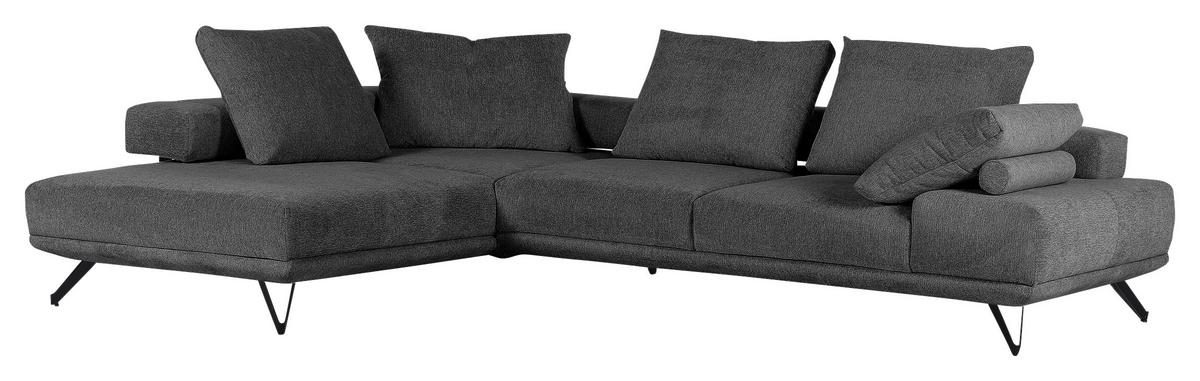 Ecksofa Bolzano - Dunkelgrau/Schwarz, KONVENTIONELL, Textil (240/310cm) - MID.YOU