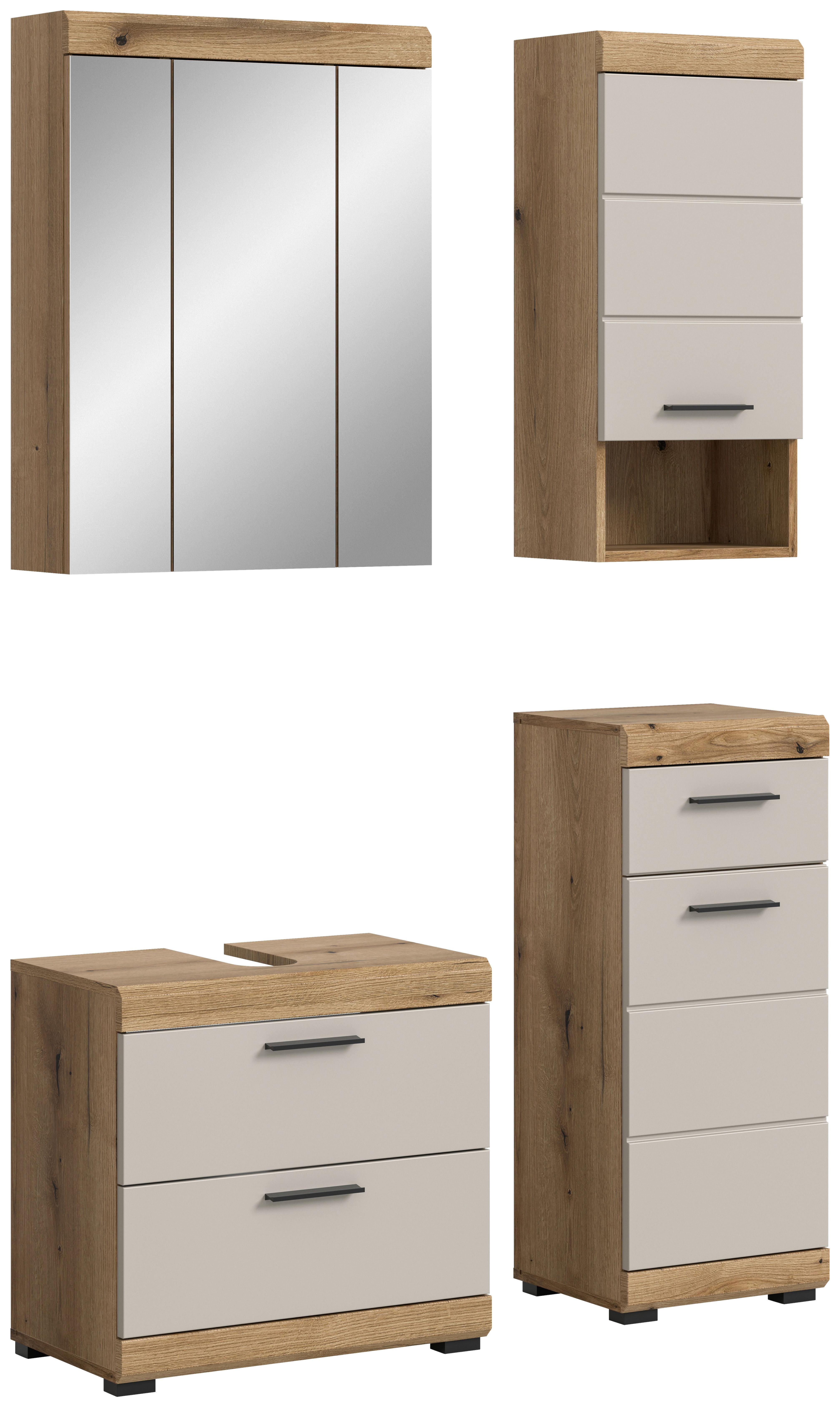 Badezimmer Scout Kaschmir/Naturfarben B: 97 cm - Kaschmir/Schwarz, MODERN, Glas/Holzwerkstoff (97cm) - MID.YOU