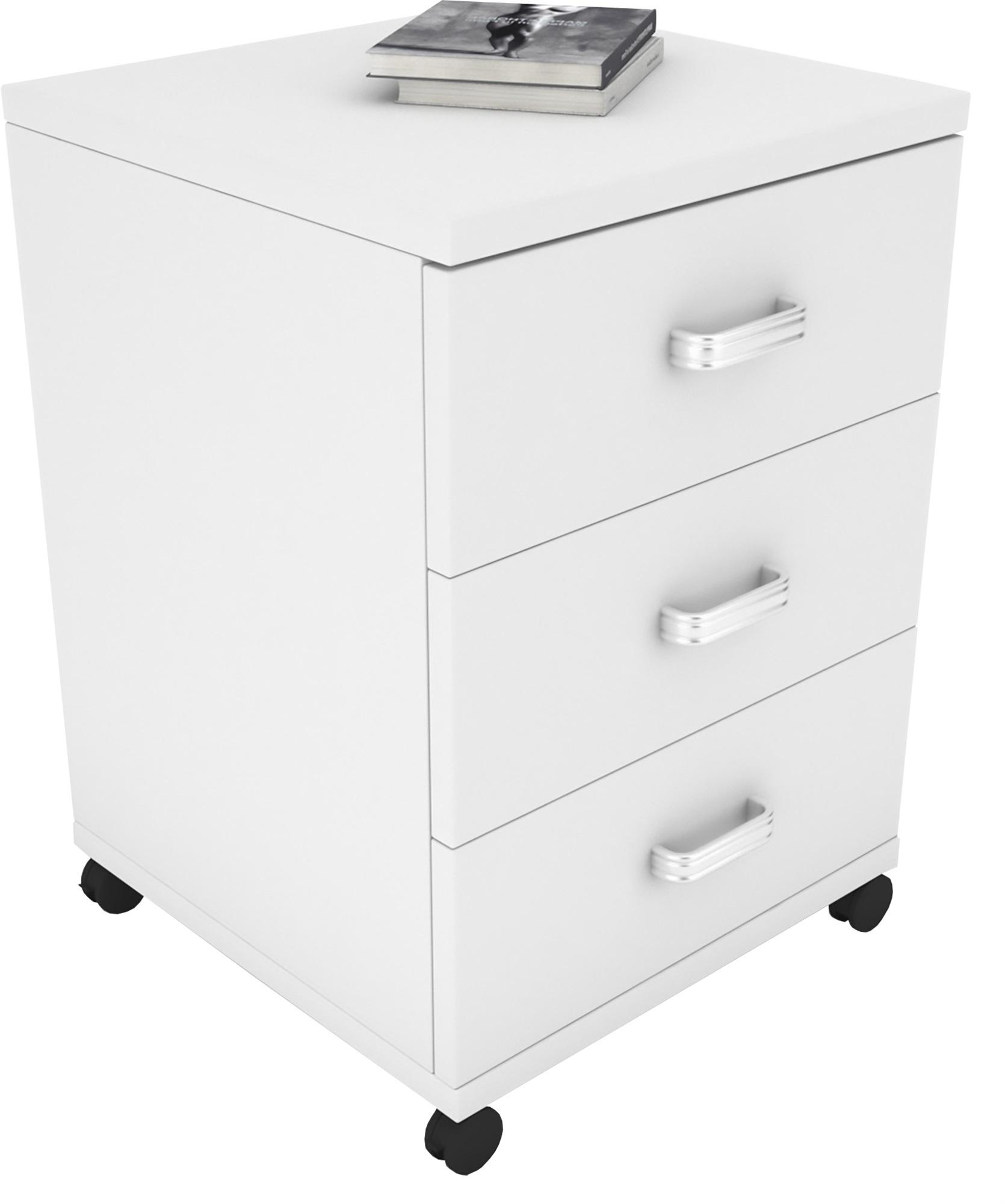 Rollcontainer Weiß Tobila 45x58x44 cm - Weiß, Basics, Holzwerkstoff/Kunststoff (45/58/44cm) - MID.YOU
