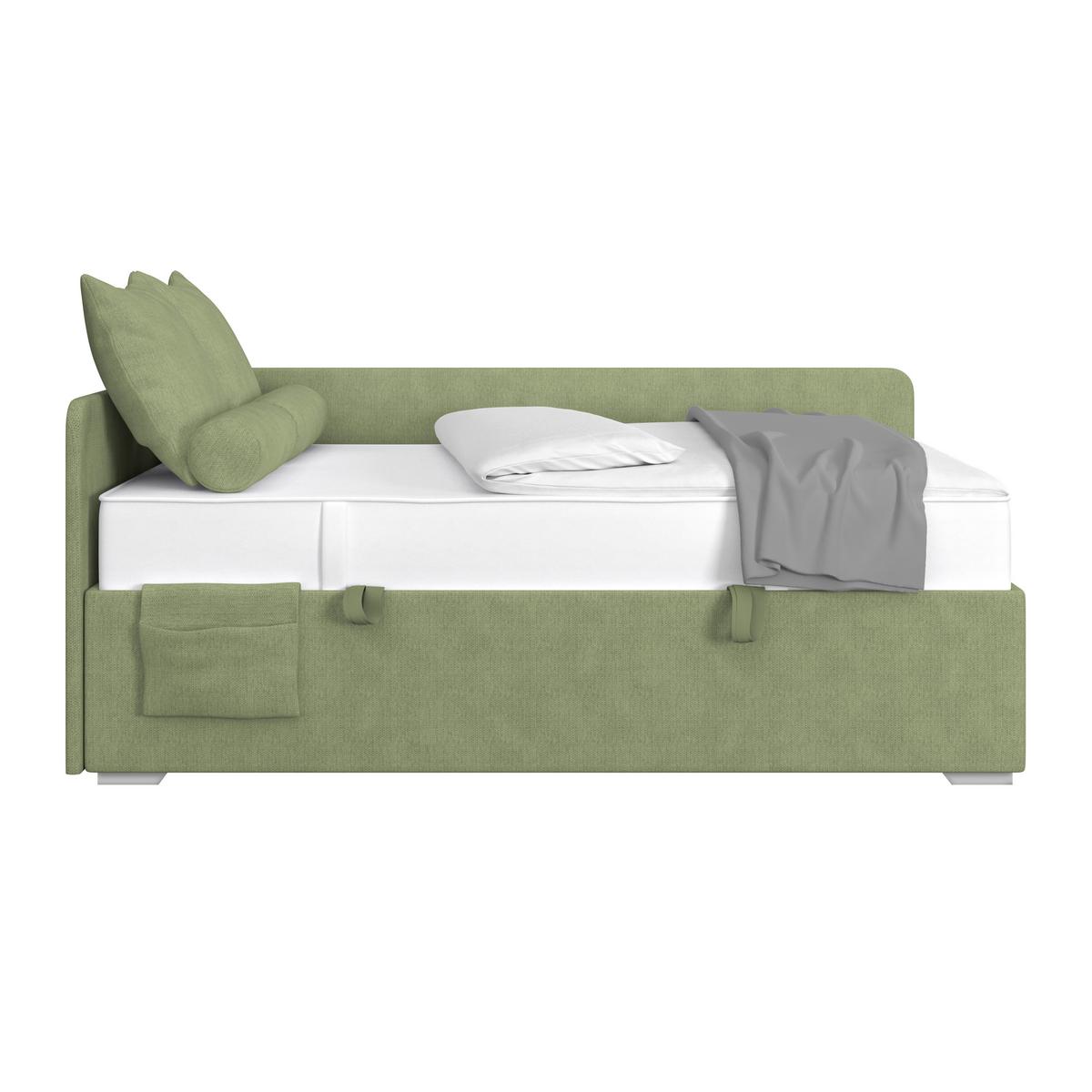 Kárpitozott Ágy Remi 120/200cm - ezüstszínű/zöld, Modern, textil/fa (120/200cm)
