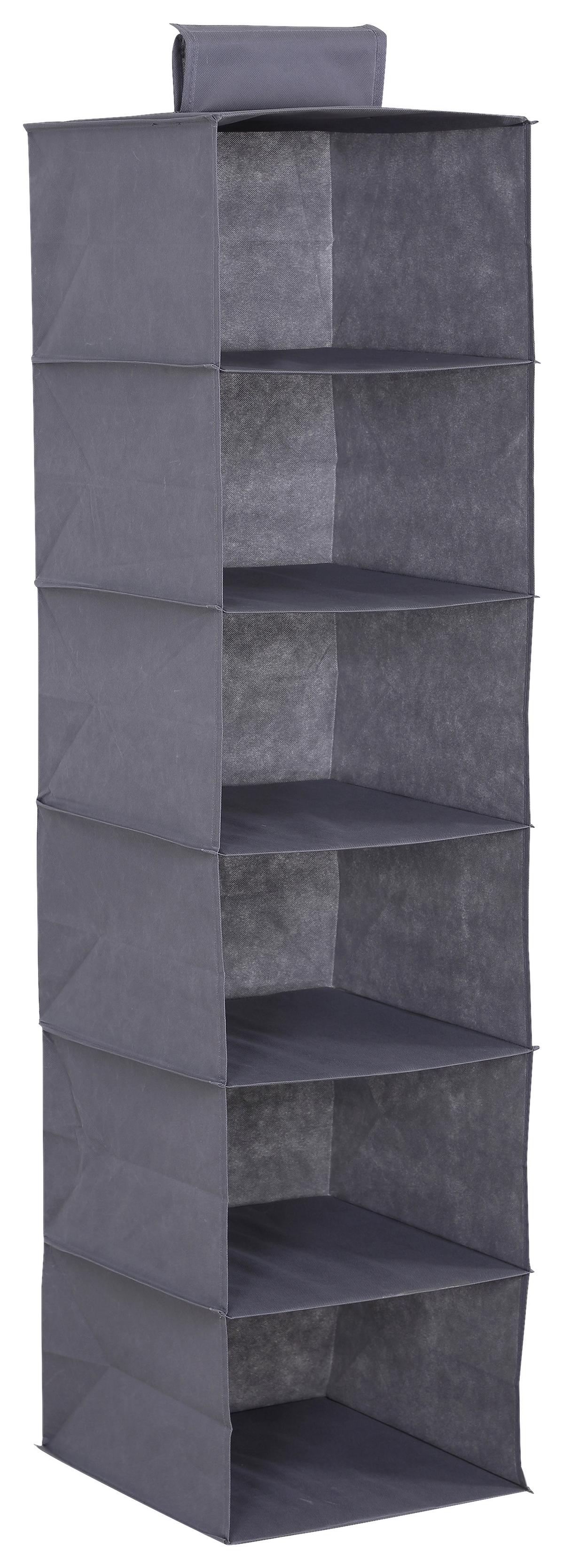Závěsný organizér TANYA - šedá, Konvenční, karton/textil (33/125/35cm) - Mömax