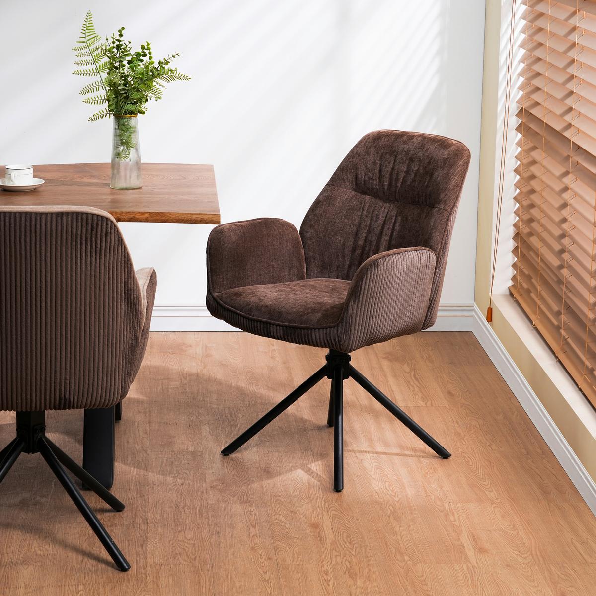 Armlehnstuhl Oulo Braun/Dunkelbraun B: 60 cm - Dunkelbraun/Schwarz, MODERN, Textil/Metall (60/89/65cm) - Livetastic