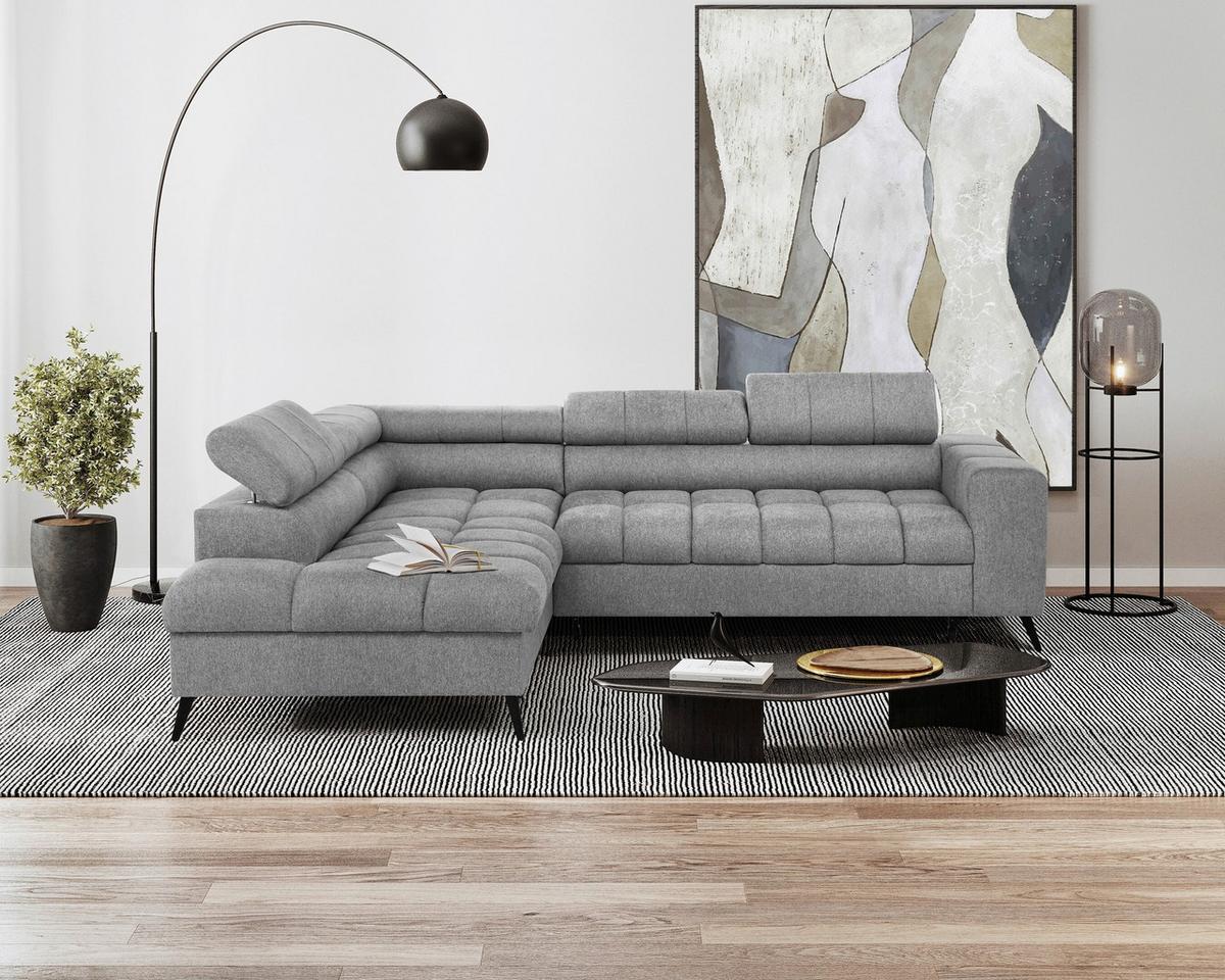 Sarokkanapé Vienna L Ecke - világosszürke/fekete, Trend, műanyag/textil (203/263cm)