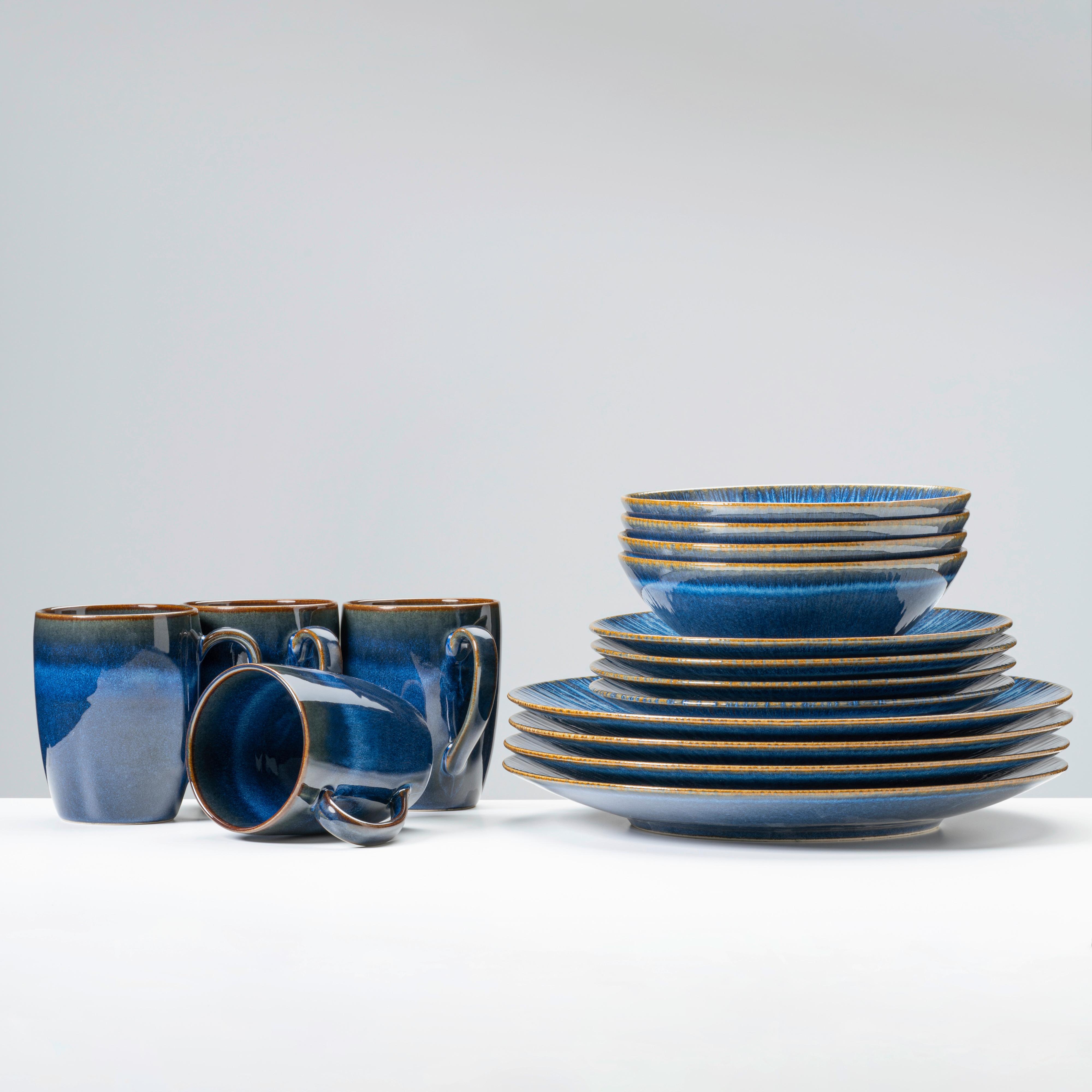 Kombiserviceset 16 -teilig. ca. 275 ml, Steinzeug - Blau, Basics, Keramik - Gipfelstück