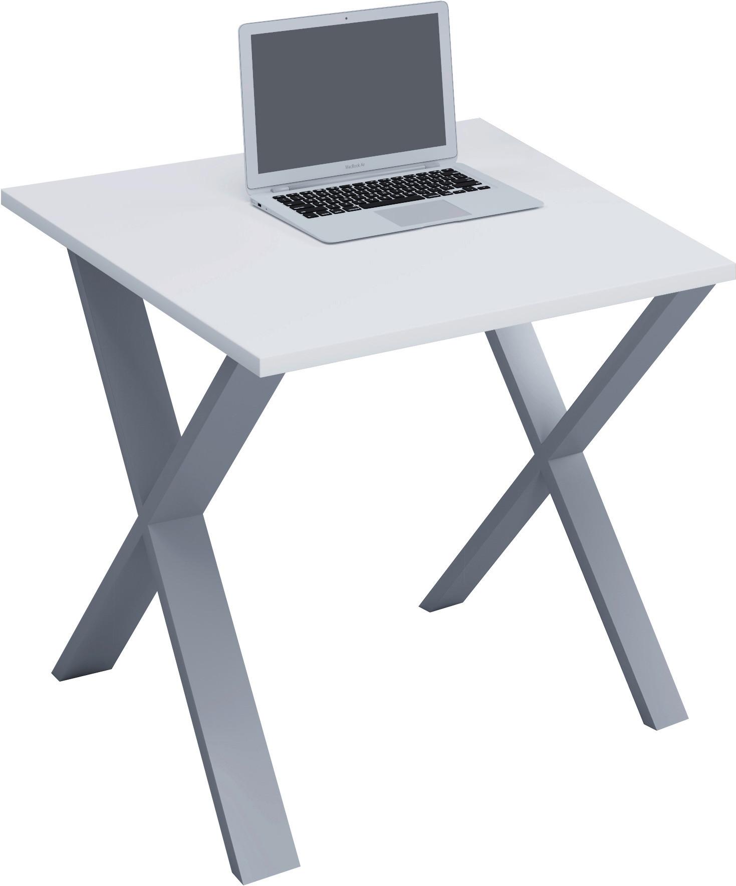Schreibtisch Lona Weiß/Silberfarben B: 50 cm - Silberfarben/Weiß, MODERN, Holzwerkstoff/Metall (80/50/76cm) - MID.YOU