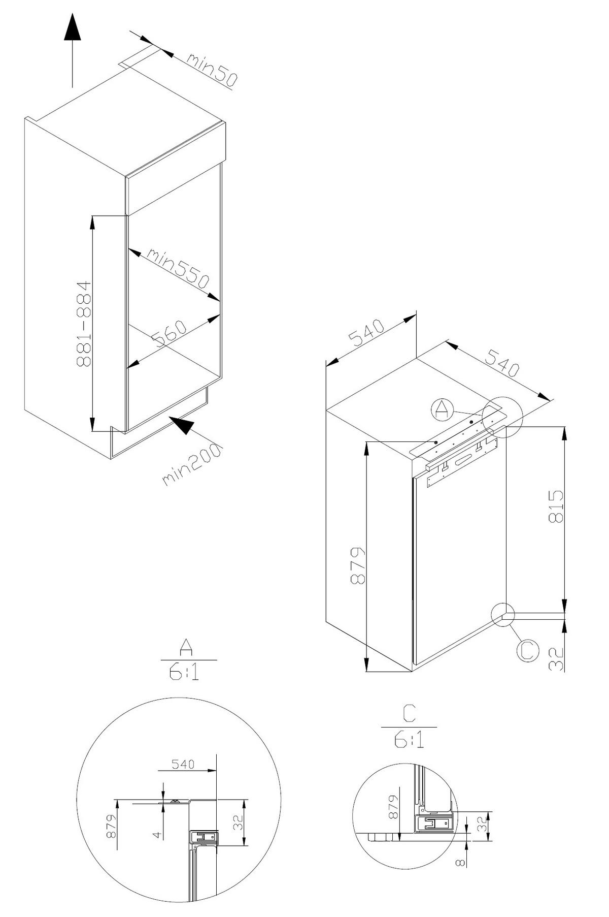 Einbaugefrierschrank Egs 16183/1 - Weiß, MODERN, Glas/Metall (54/87,1/54cm) - Amica