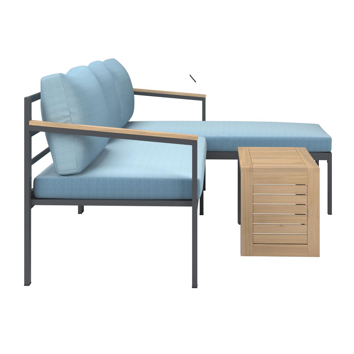 Loungegarnitur Mauri - Anthrazit/Weiß, MODERN, Holz/Textil (219/142cm) - Beldano