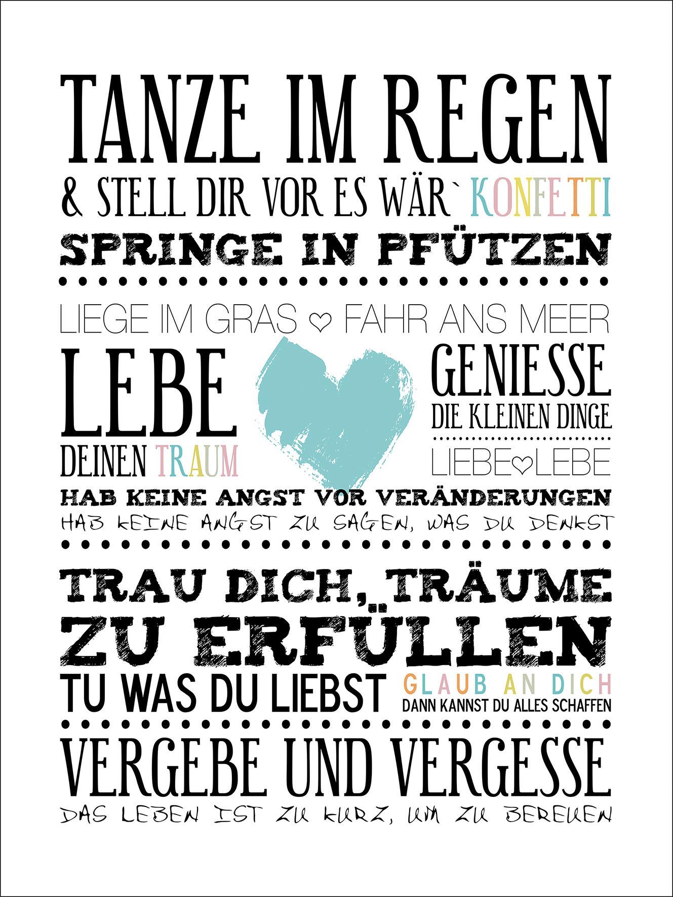 Wandbild Tanze Im Regen Sprüche Multicolor 29x39 cm - Multicolor, Holz/Holzwerkstoff (29/39cm)