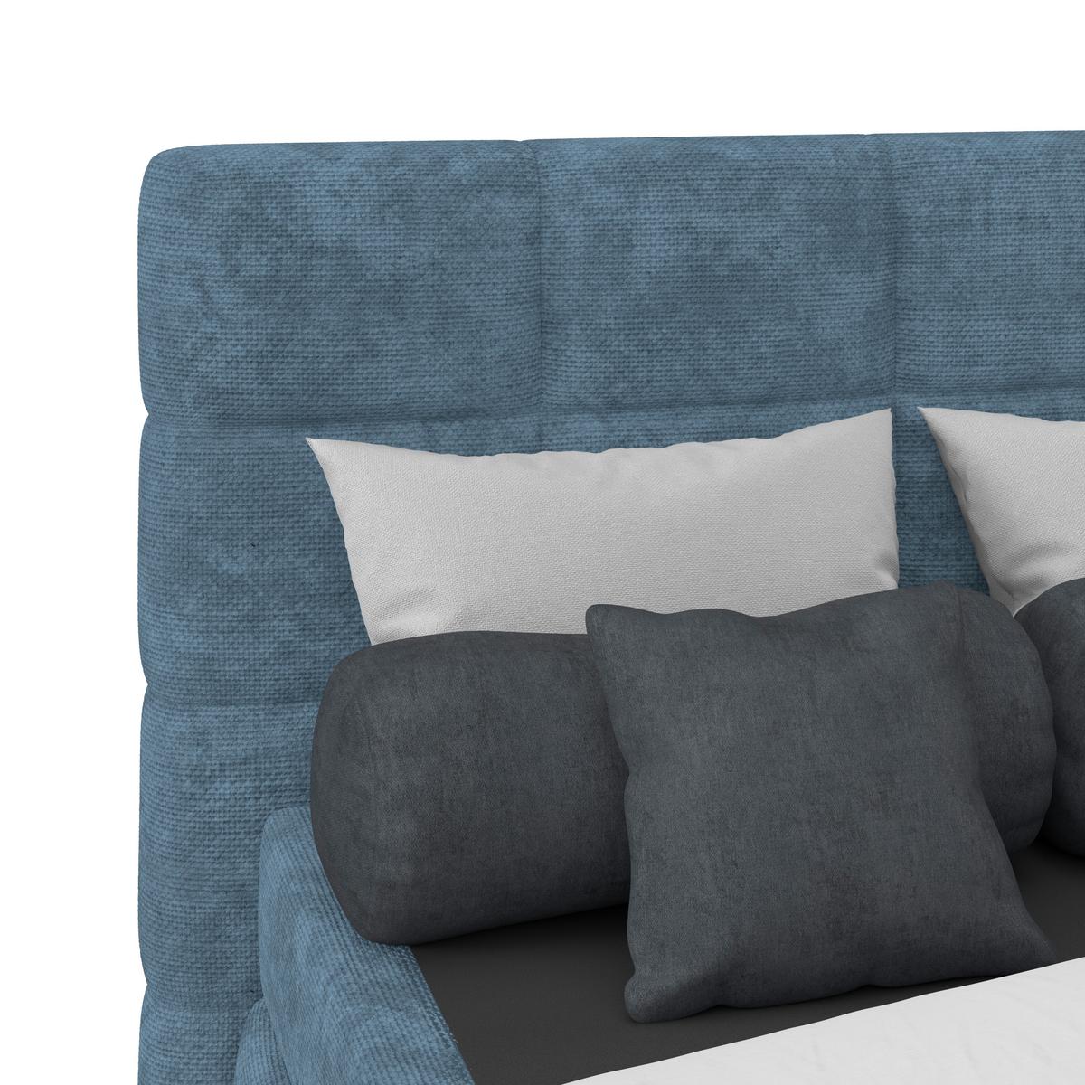 Čalúnená posteľ VEGA 140x200 cm, modrá - modrá/čierna, Trend, drevo/textil (140/200cm)