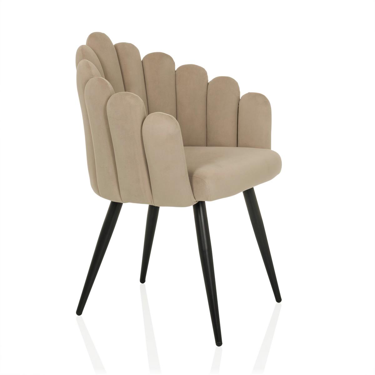 Armlehnstuhl Scallore Beige B: 63 cm - Beige/Schwarz, MODERN, Textil/Metall (63/84/56cm) - MID.YOU