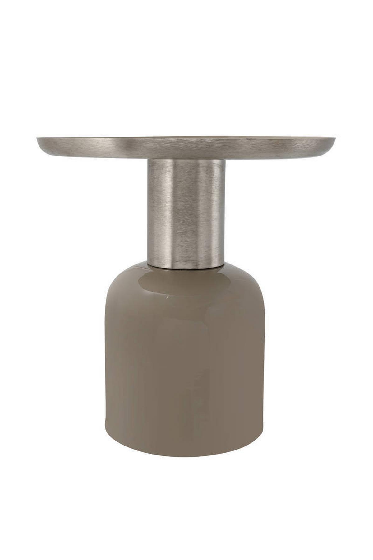 Beistelltisch Art Deco Silberfarben/Taupe - Taupe/Silberfarben, Trend, Metall (41/41/43cm) - Kayoom