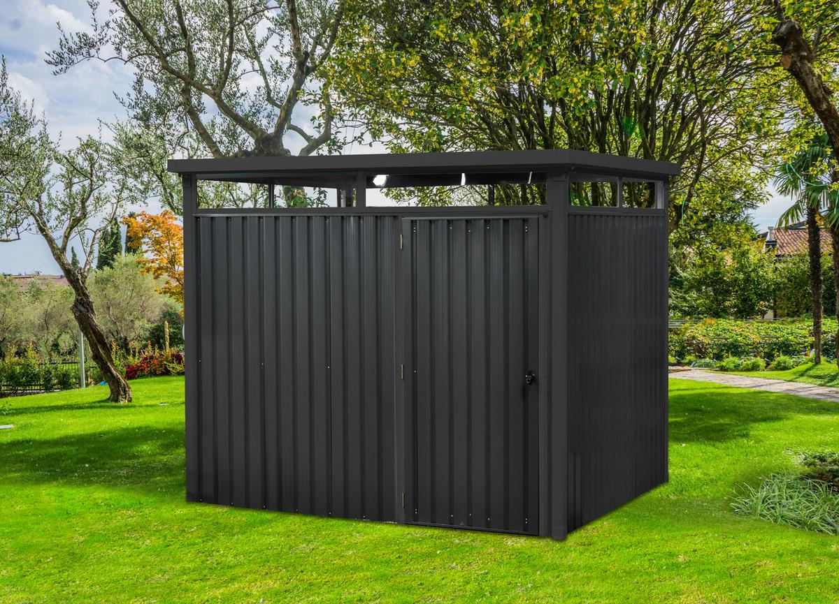 Gerätehaus Mit Flachdach 204x226x245 Cm - Anthrazit, Basics, Metall (204/226/245cm)