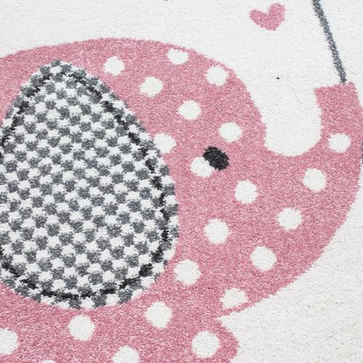 Kinderteppich Elefant Grau/Weiß/Pink Kids 120x170 cm - Pink/Weiß, Trend, Textil (120/170cm)