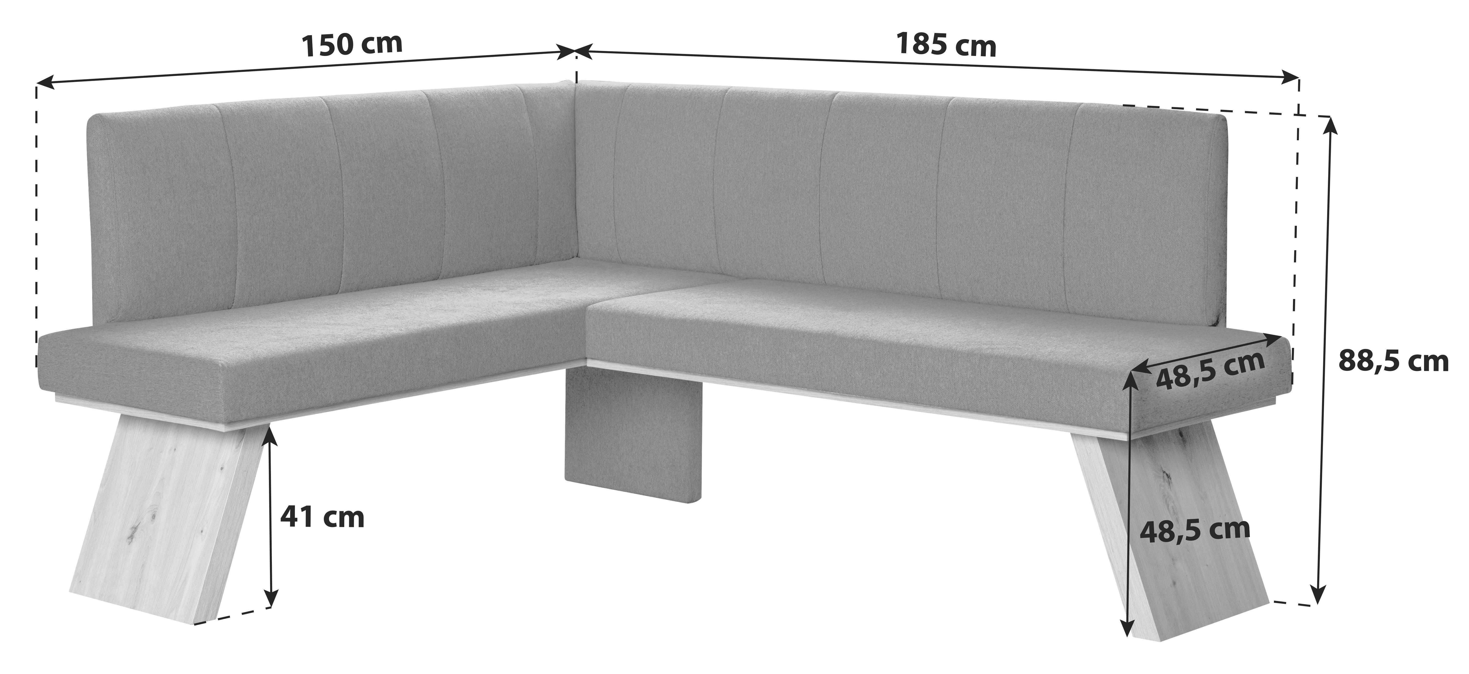 Eckbank Emma II - Eichefarben/Grau, KONVENTIONELL, Holzwerkstoff/Textil (150/185cm)