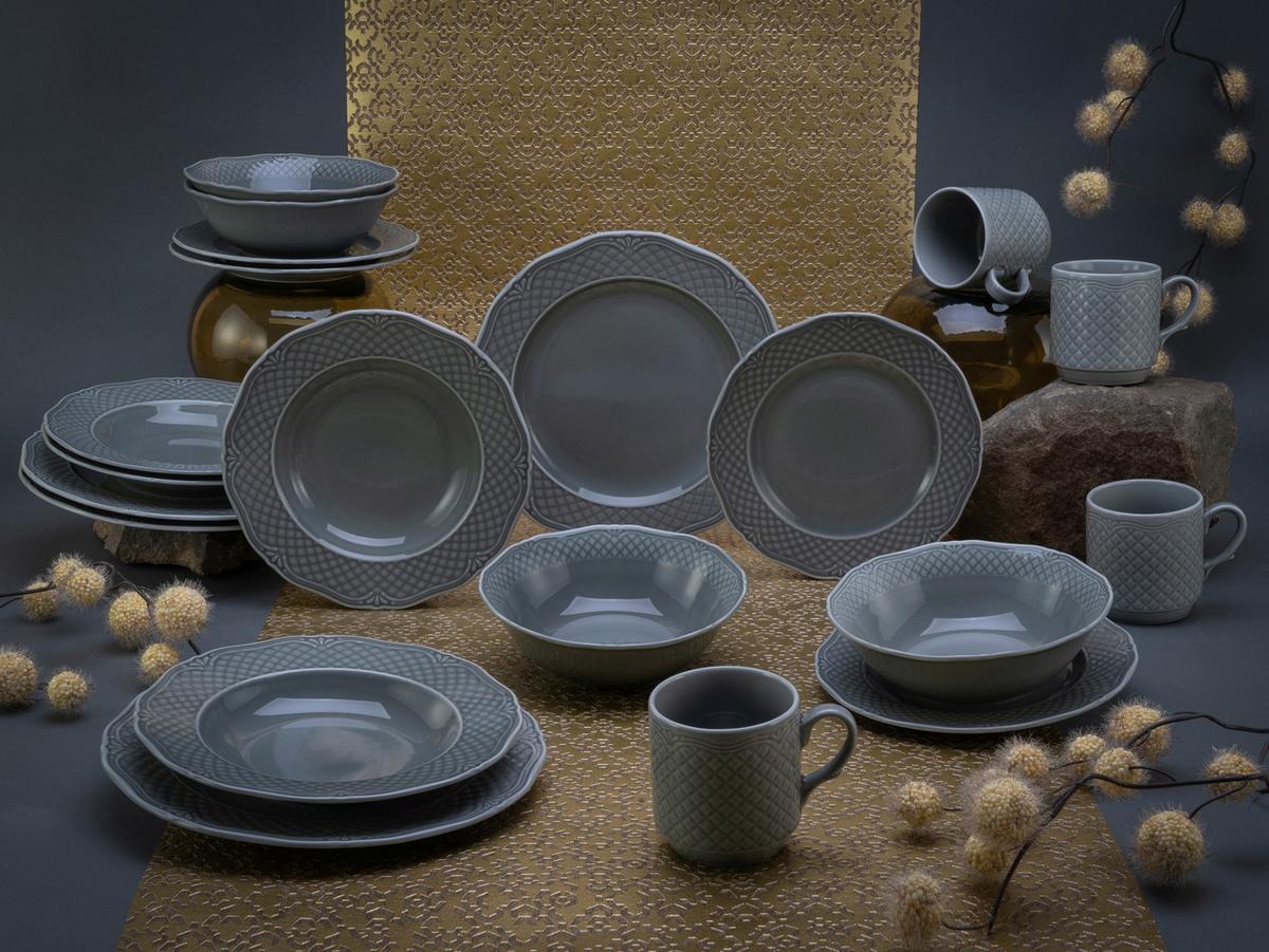 Kombinovaná souprava Arianne, 20 dílná pro 4 osoby - šedá, Basics, keramika - Creatable