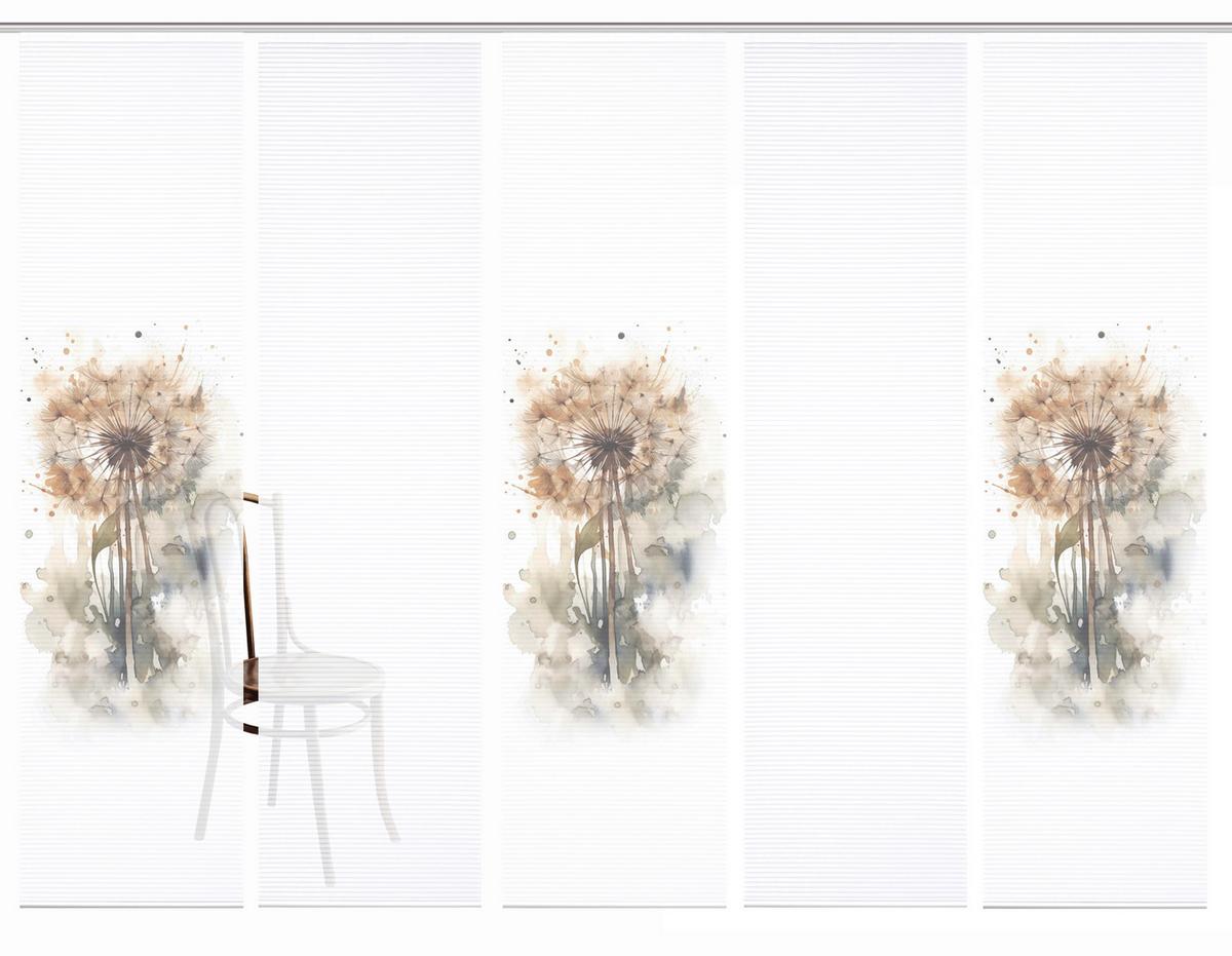 Flächenvorhang Amarande 5er Set - Naturfarben/Weiß, Natur, Textil (60/245cm)