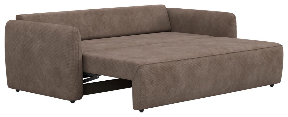 Megasofa mit Bettfunktion Flow Mikrofaser taupe, B: 222cm - Taupe/Schwarz, Trend, Textil (222/89/102cm) - MID.YOU