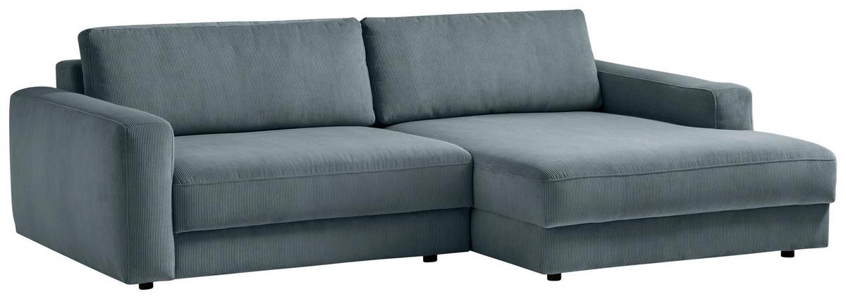 Ecksofa Bourbon - Blaugrau/Schwarz, MODERN, Textil (250/176cm) - Trendmanufaktur