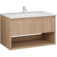 Waschtischkombi Andora Eichefarben Dekor B: 80 Cm - Eichefarben, MODERN, Keramik/Holzwerkstoff (80cm)