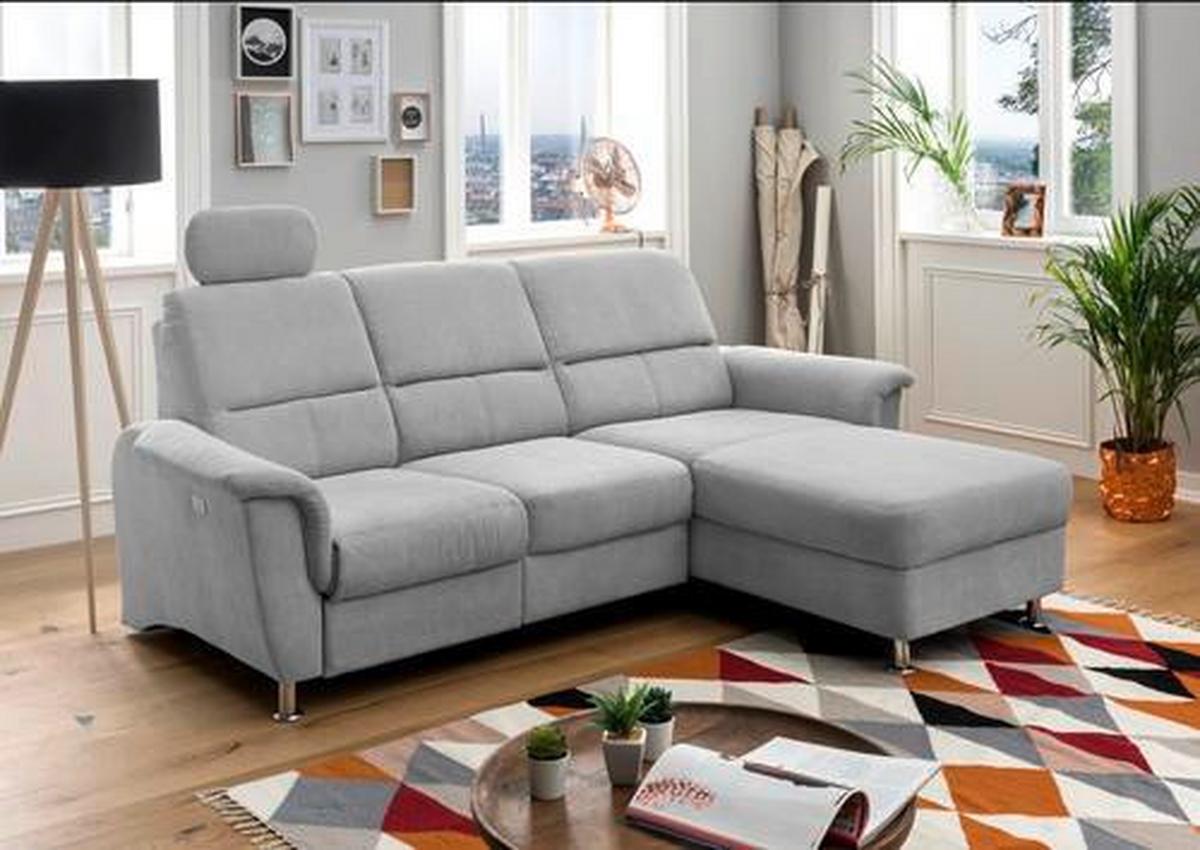 Ecksofa mit Relaxfunktion + USB Anschluss Parole, Mikrof. - Chromfarben/Silberfarben, MODERN, Textil (231/165cm) - Livetastic