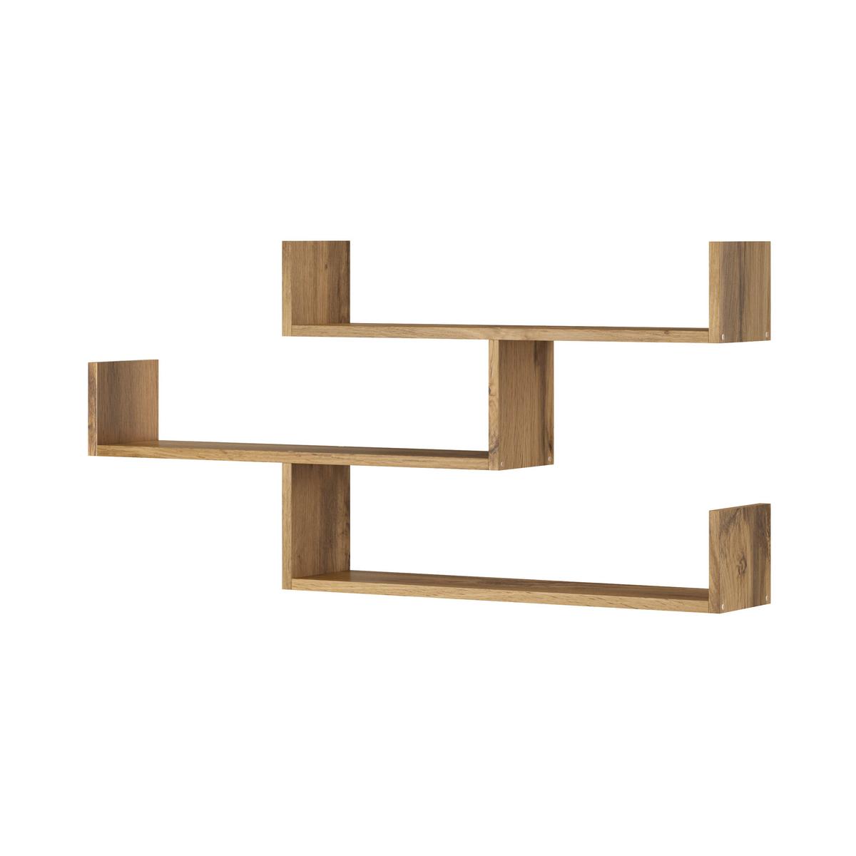 Wandregal Trio Eiche Wotan Dekor B: 119,1cm - Eiche Wotan, Basics, Holzwerkstoff (119,1/55/18cm)