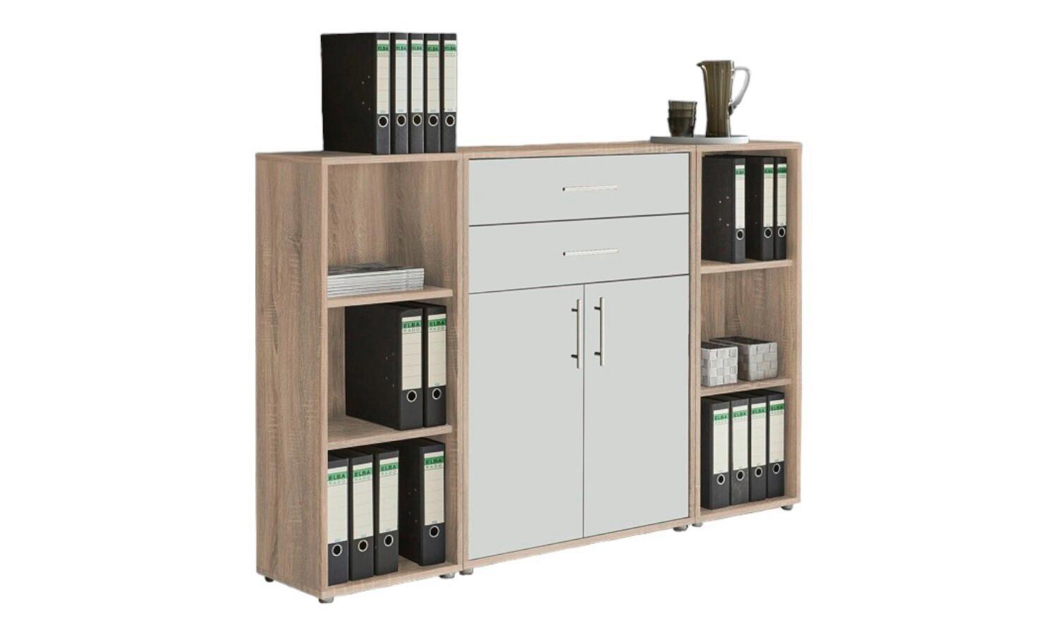 Office Edition B: 172,6 cm Sonoma Eiche/Weiß - Weiß/Sonoma Eiche, MODERN, Holzwerkstoff (172,6/113,6/33cm) - MID.YOU
