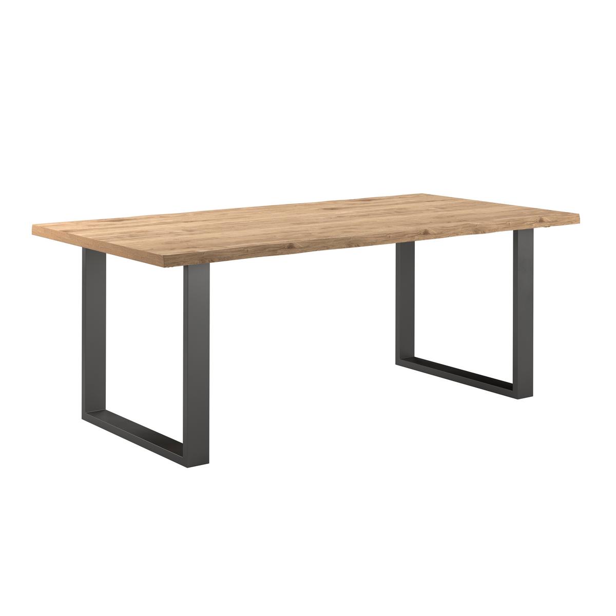 Étkezőasztal Wood 200 - natúr színű/fekete, Konventionell, fém/fa (200/75/100cm) - James Wood