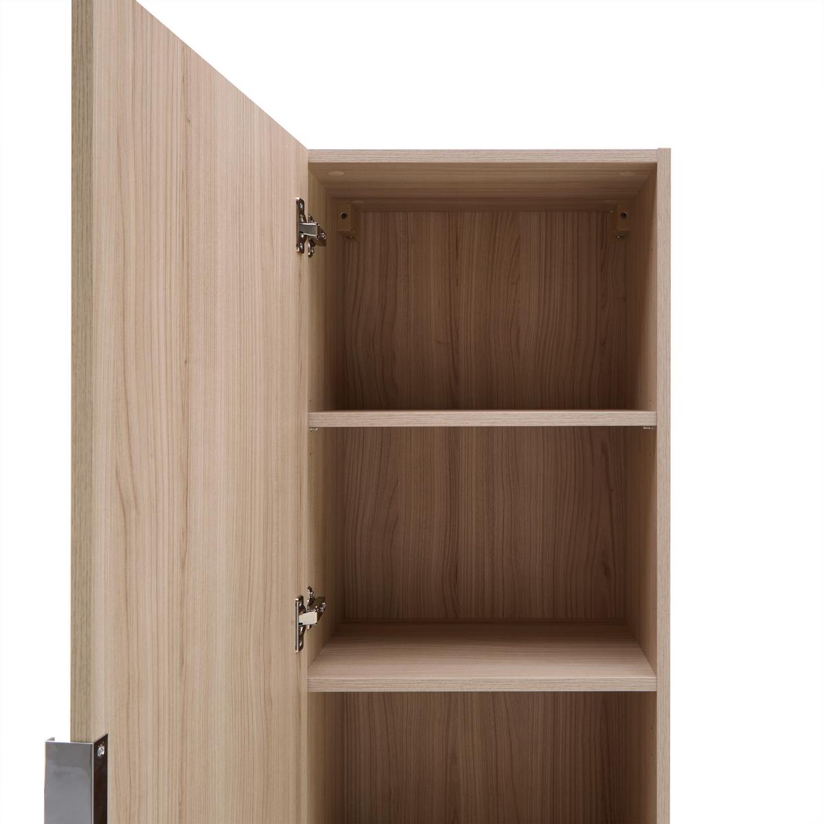 Závěsná skřiňka SIENA dekor dub Riva - barvy dubu/barvy chromu, Moderní, kov/kompozitní dřevo (45/125/32cm) - Premium Living