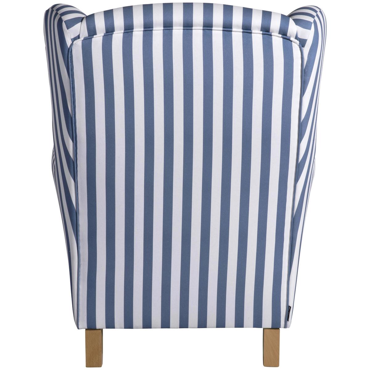 Ohrensessel Mit Armlehnen Lorris Flachgewebe Blau/weiß - Blau/Eichefarben, KONVENTIONELL, Textil (77/103/86cm) - Max Winzer