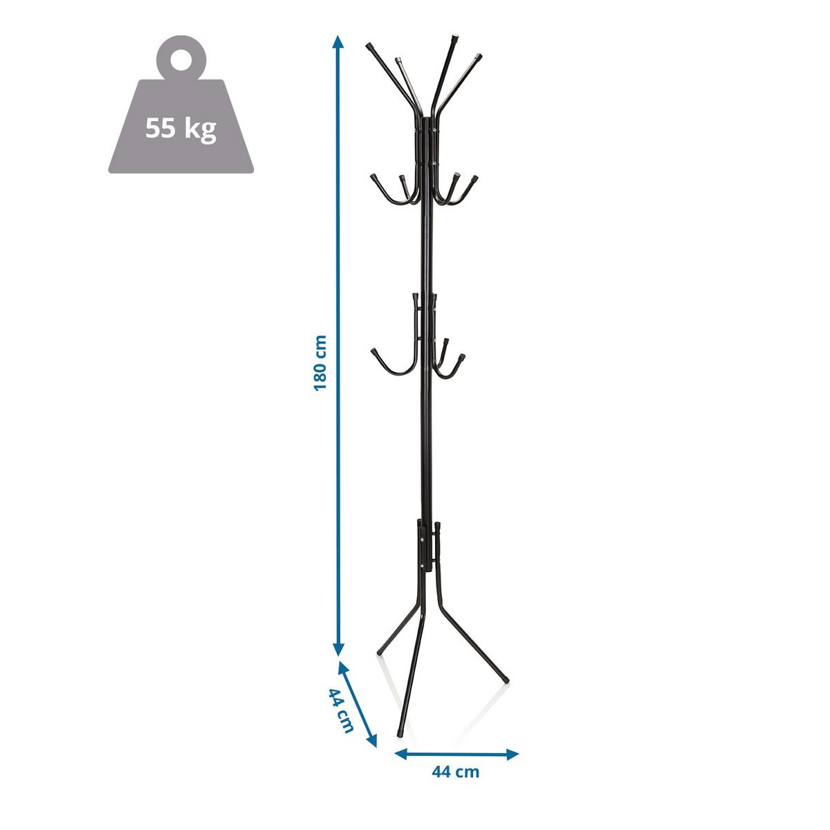 Kleiderständer Space Iv Schwarz Stahl 11 Haken H:180cm - Schwarz, MODERN, Metall (44/180/44cm) - MID.YOU