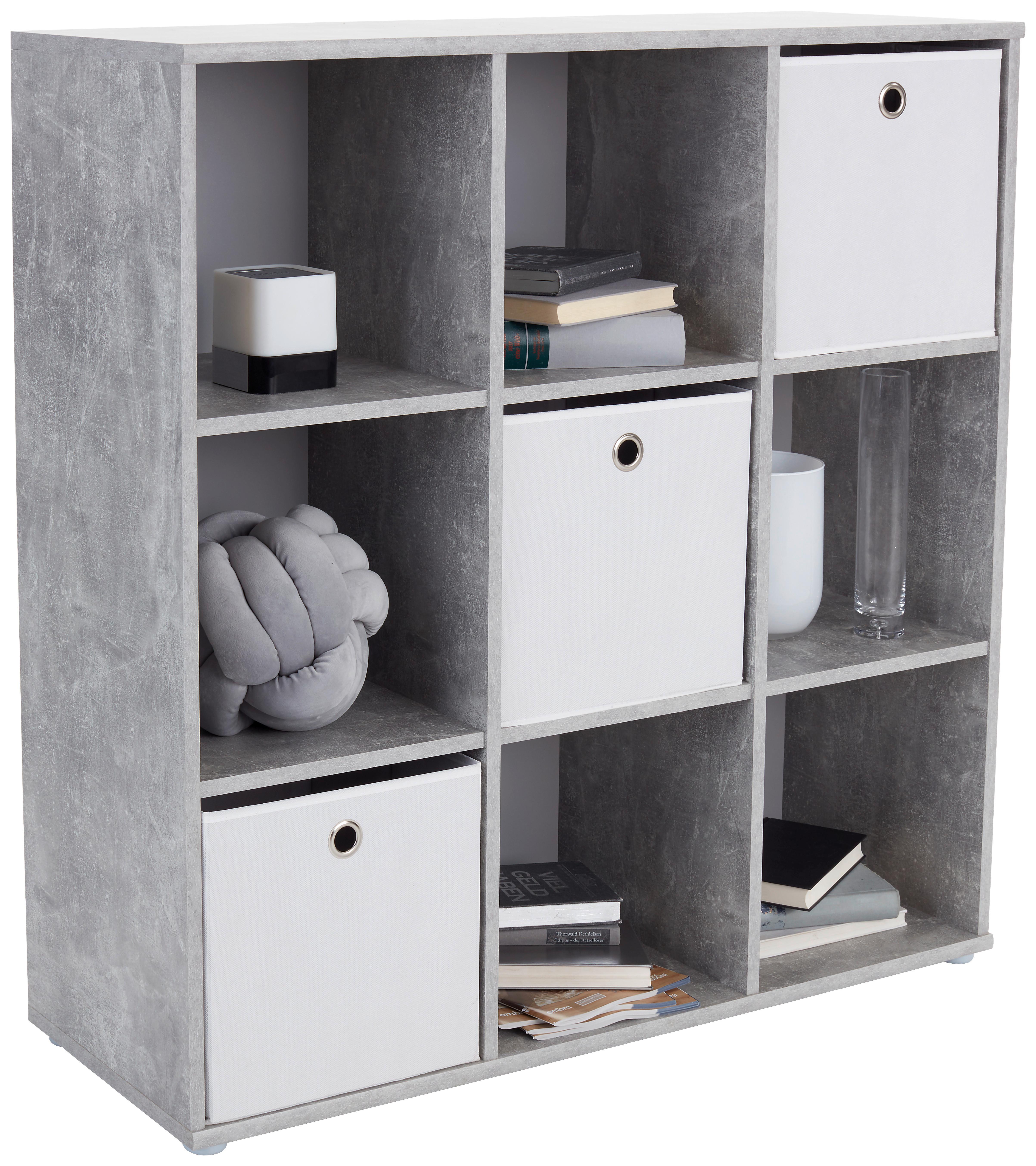 Regal Carlo Clr02 B 105,5cm, Betonoptik - Grau, MODERN, Holzwerkstoff (105,5/107,3/35,5cm)