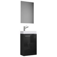 Badmöbel-Set Gäste WC 3-Tlg. Slito B: 41 cm Schwarz - Schwarz/Weiß, KONVENTIONELL, Keramik/Holzwerkstoff (41cm) - MID.YOU