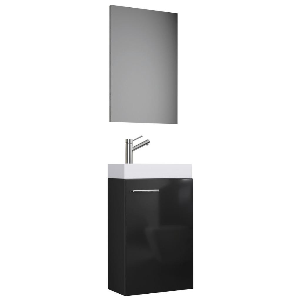 Badmöbel-Set Gäste WC 3--Teilig. Slito B: 41 cm Schwarz