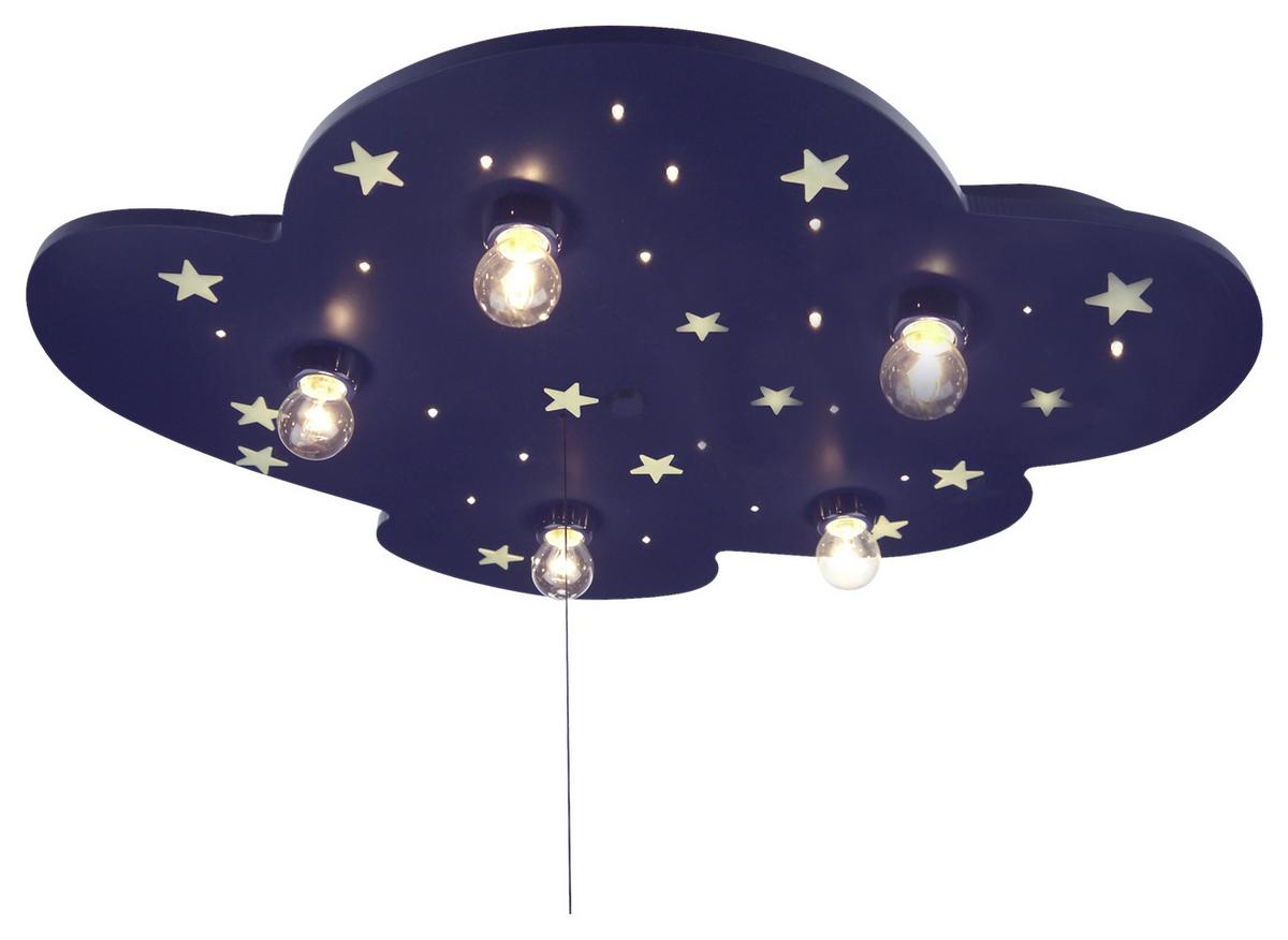 Kinderdeckenleuchte Wolke L: 57 cm mit Sternenhimmel - Blau, Design, Holz/Kunststoff (57/7/74cm) - Niermann